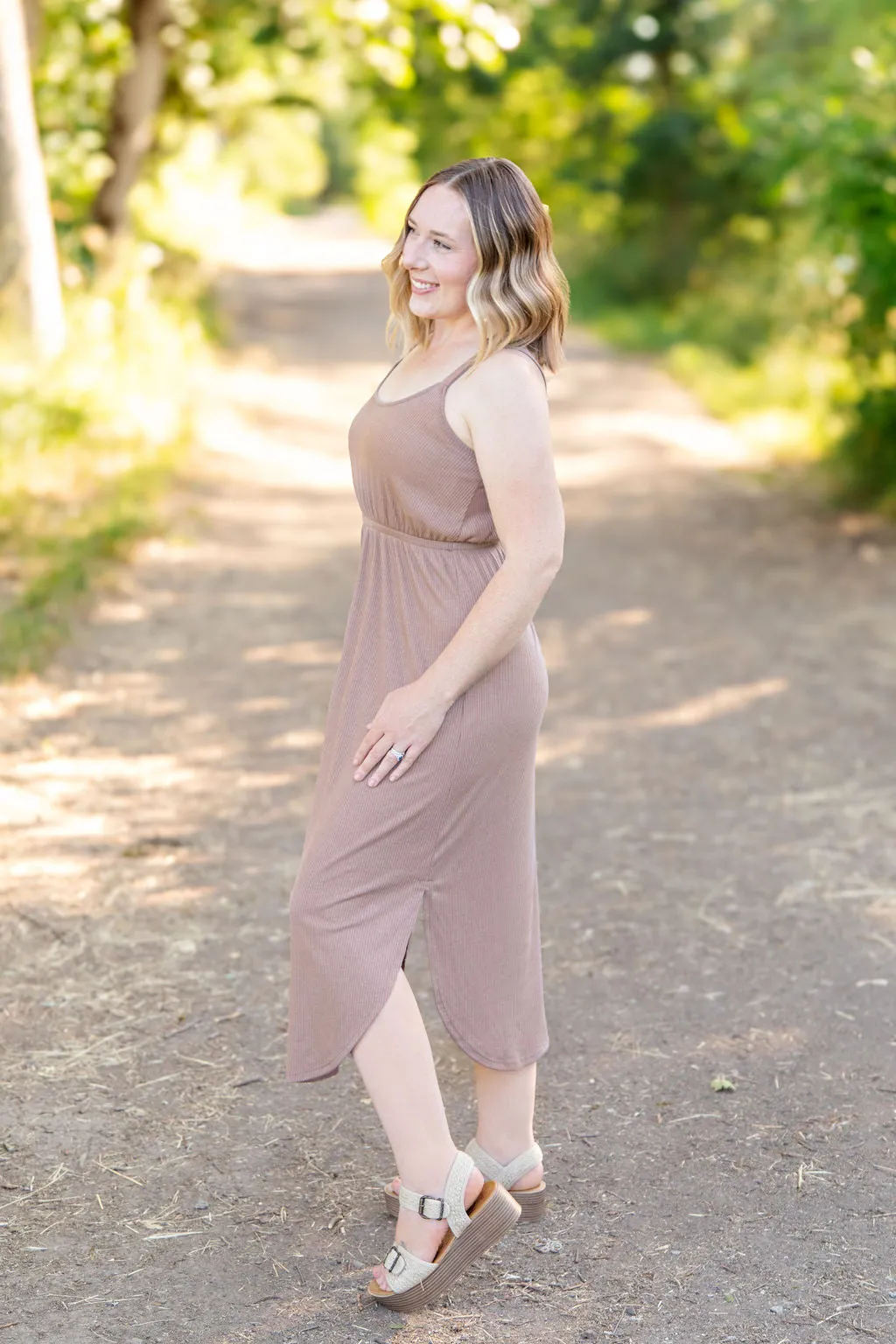 IN STOCK Reagan Ribbed Midi Dress - Mocha | Women's Dress FINAL SALE