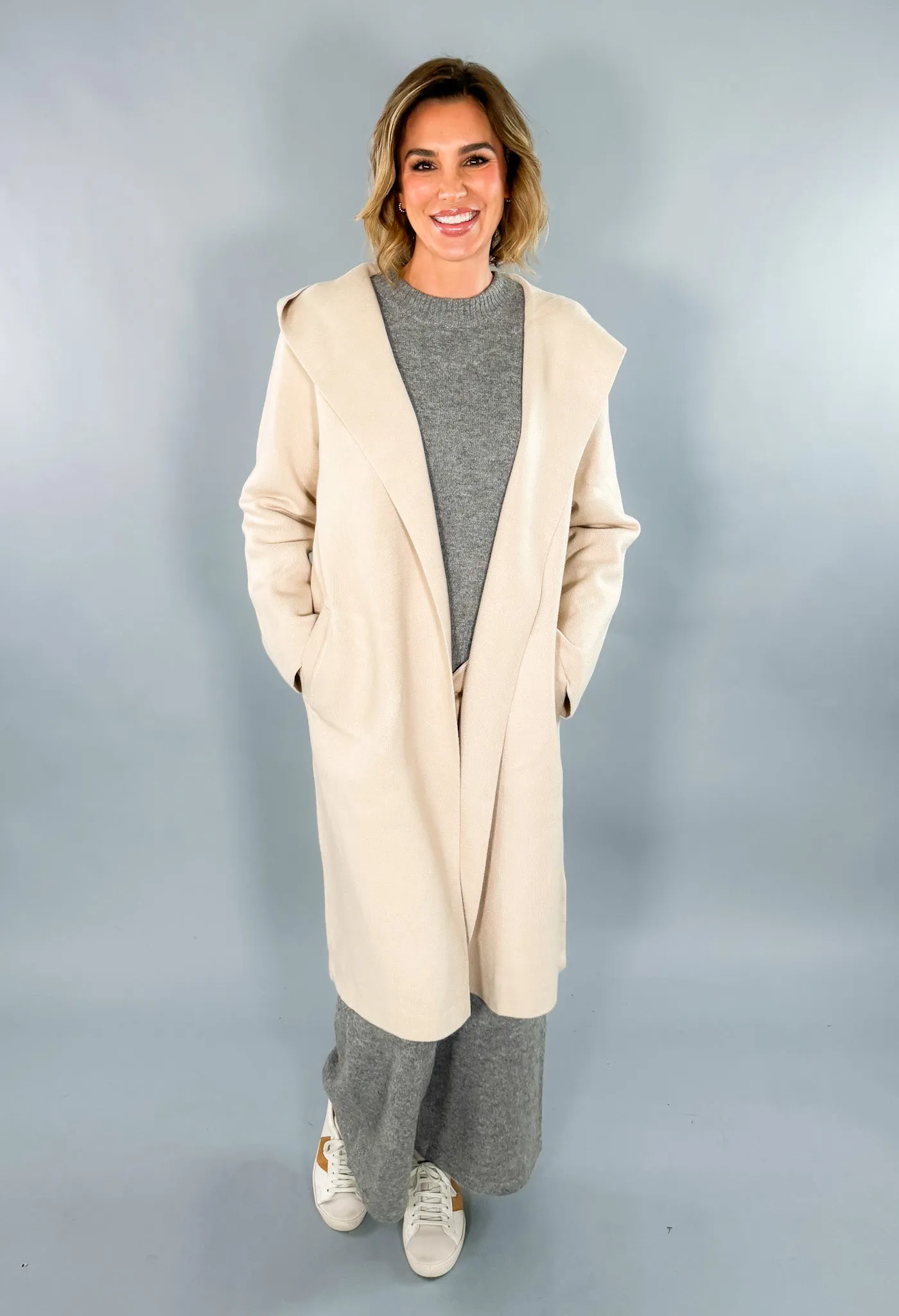 Jefferson Oatmeal Hooded Cardigan Coat