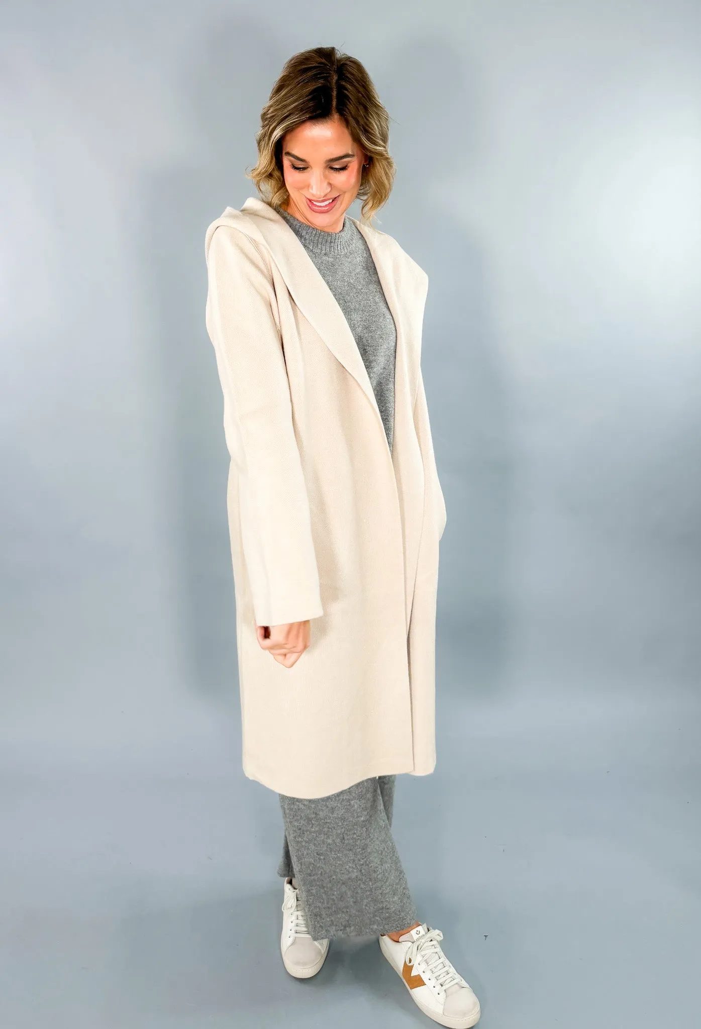 Jefferson Oatmeal Hooded Cardigan Coat