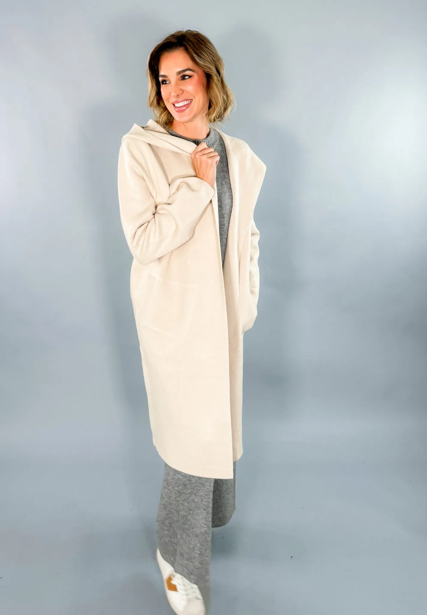 Jefferson Oatmeal Hooded Cardigan Coat