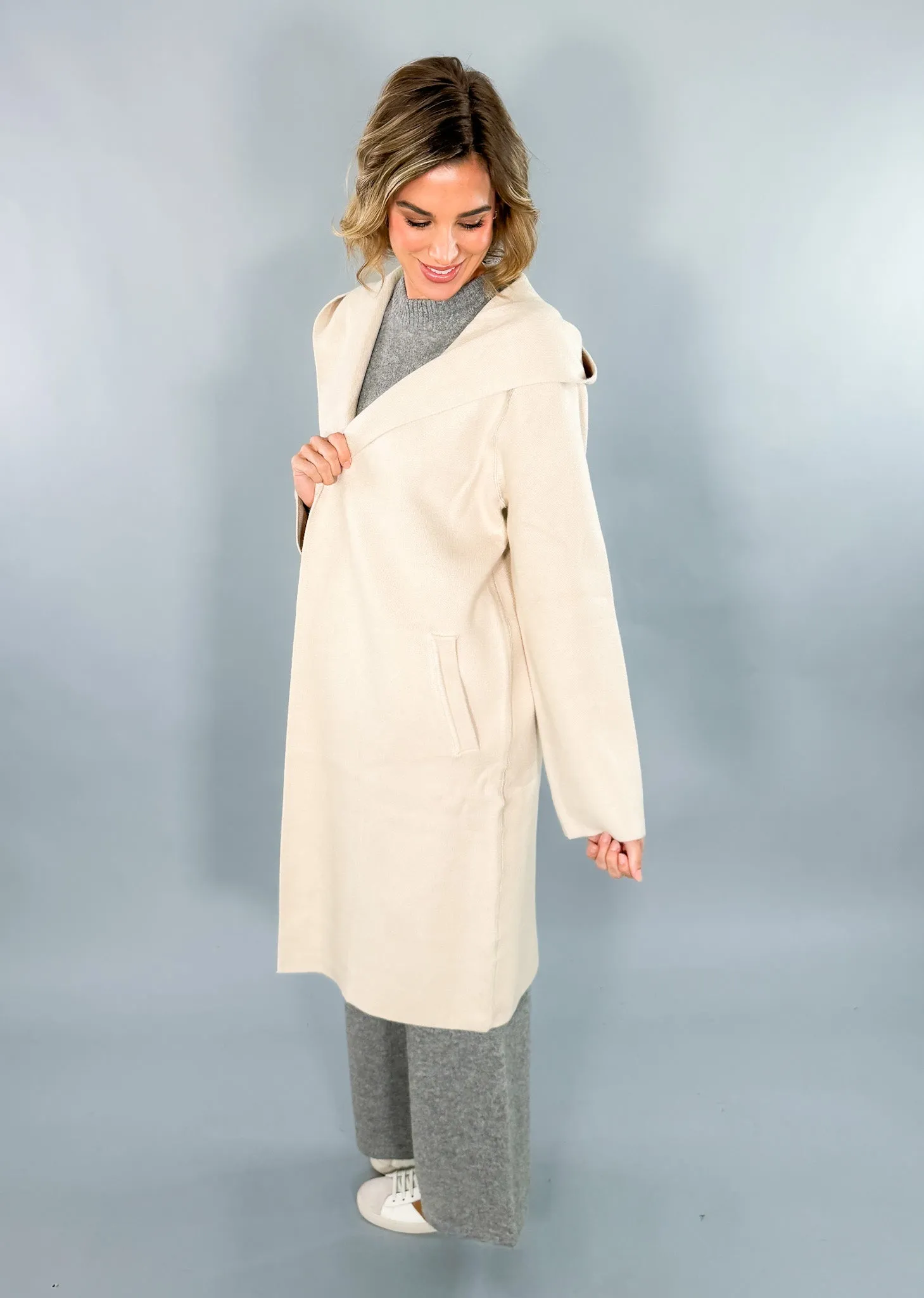 Jefferson Oatmeal Hooded Cardigan Coat