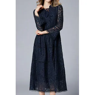 Ketty More Women Fit Waist Lace Slim Sleeves Long Dress - KMWDC8692