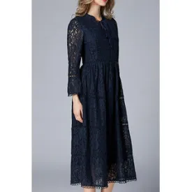 Ketty More Women Fit Waist Lace Slim Sleeves Long Dress - KMWDC8692