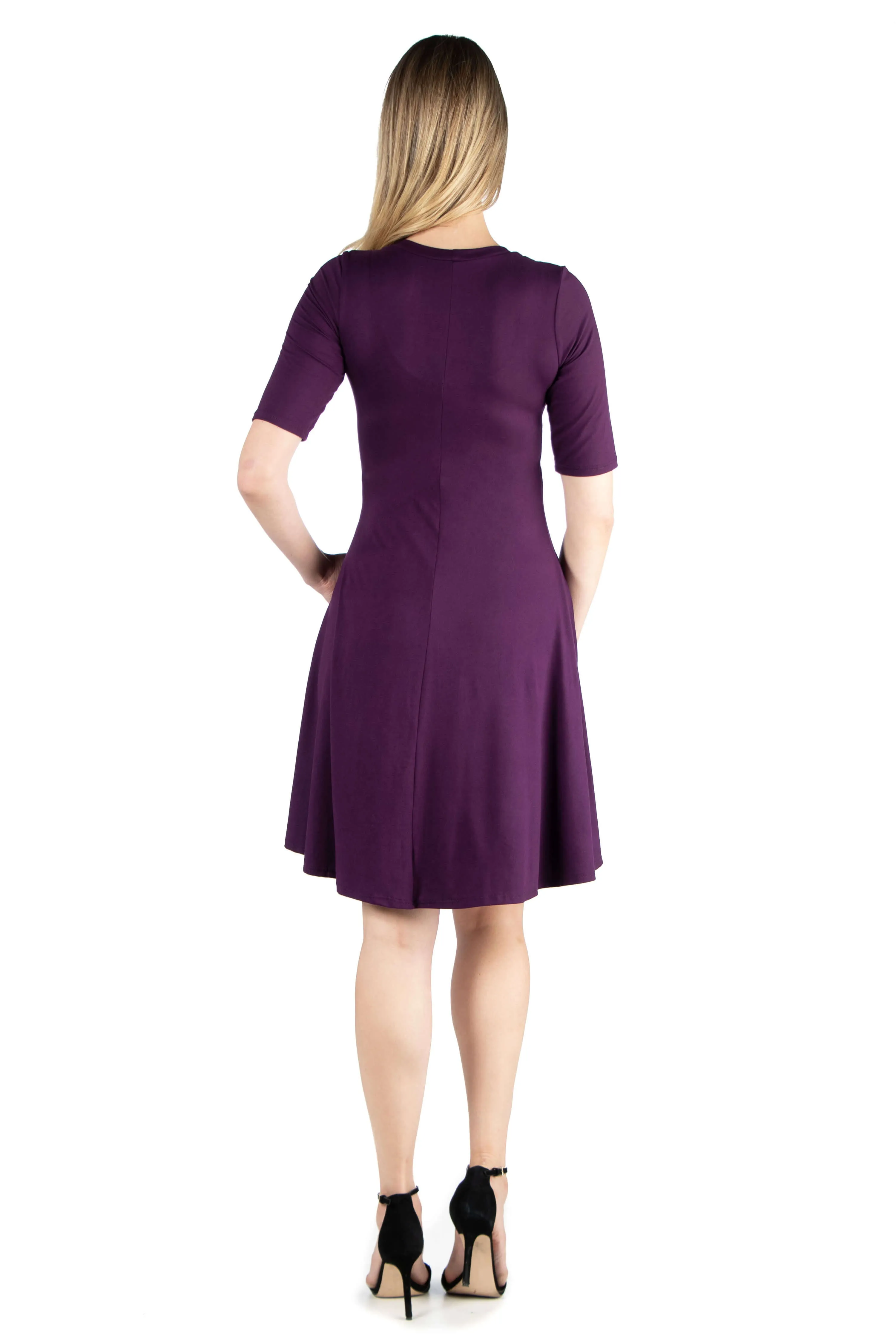 Knee Length A Line Elbow Sleeve Maternity Dress