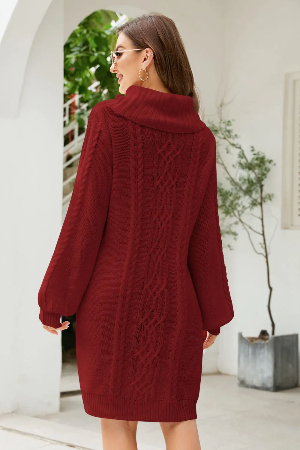 Lantern Sleeve Sweater Dress