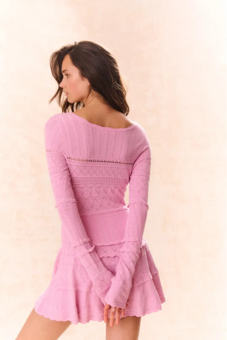 Lavender Pointelle Knit Mini Dress