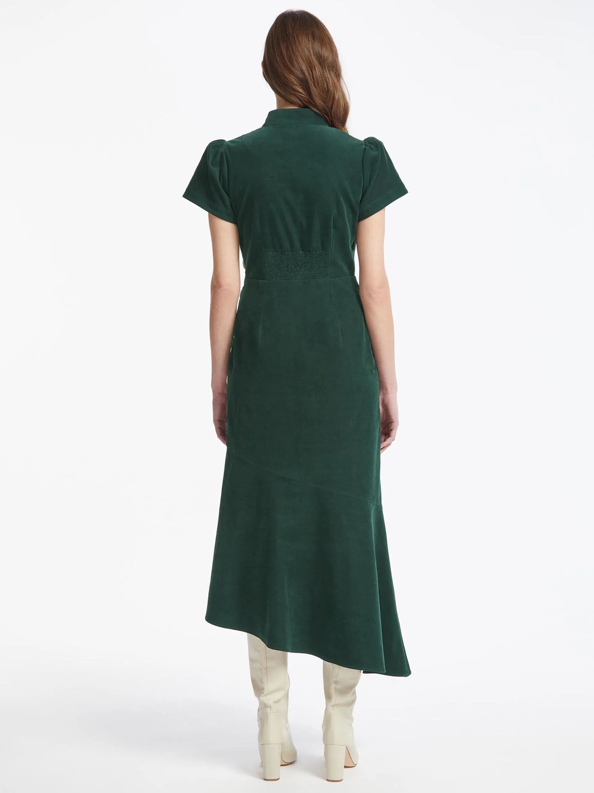 Layla pin corduroy maxi dress in forest green