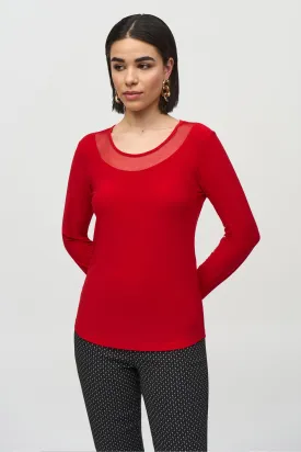 LS MESH NECKLINE TOP