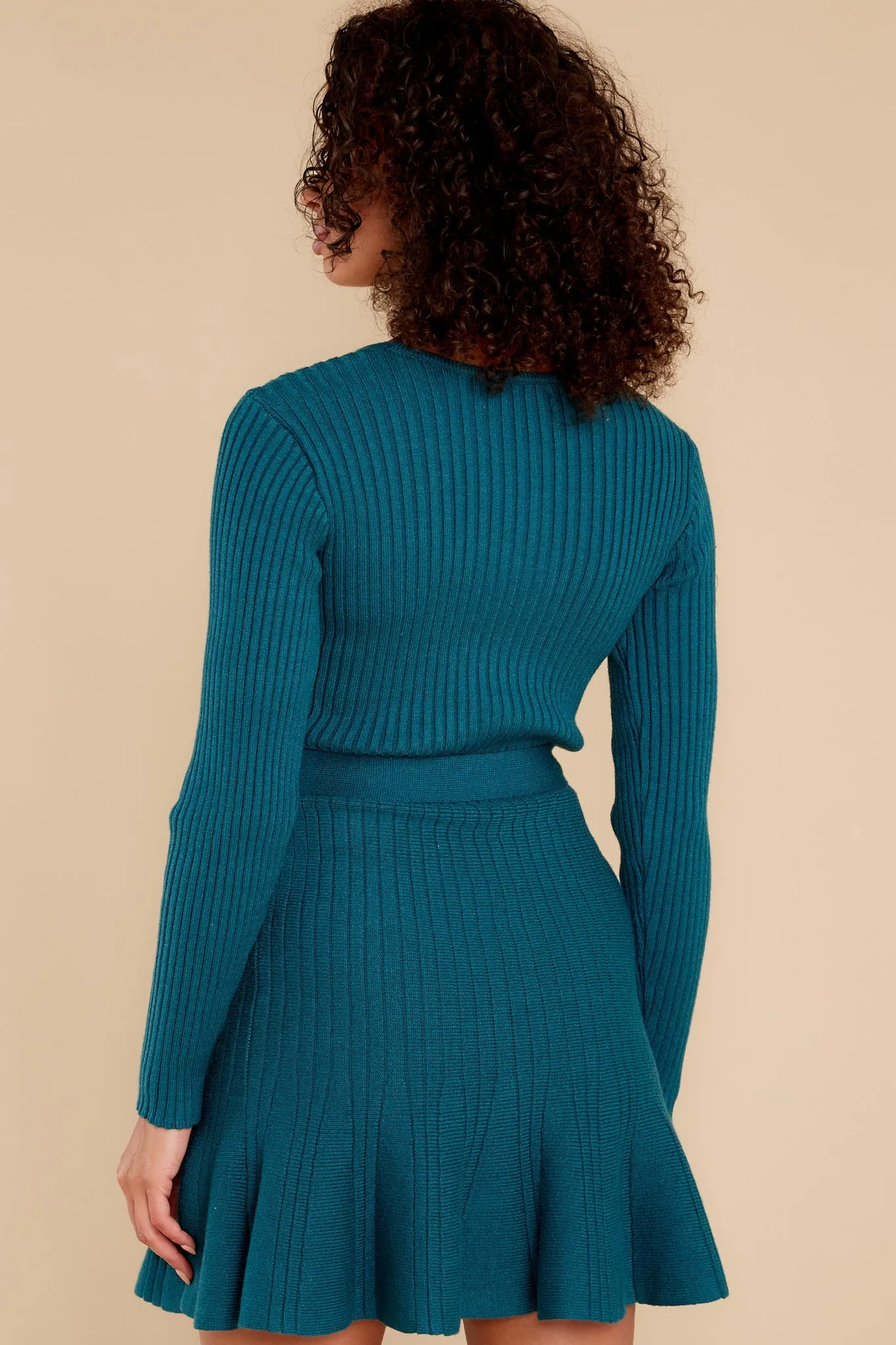 Making Moves Teal Sweater Dress