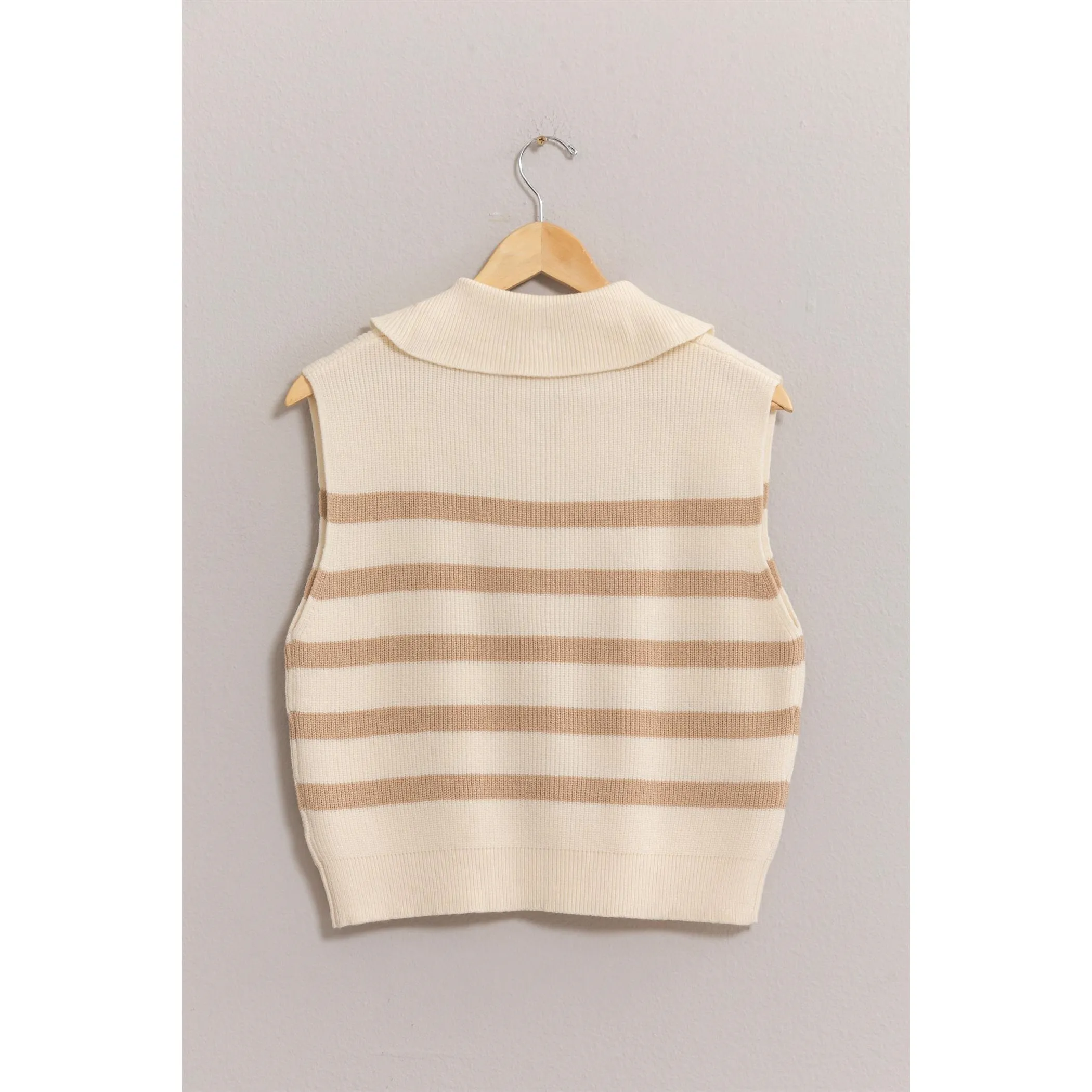 Mandy Half Zip Sleeveless Striped Sweater