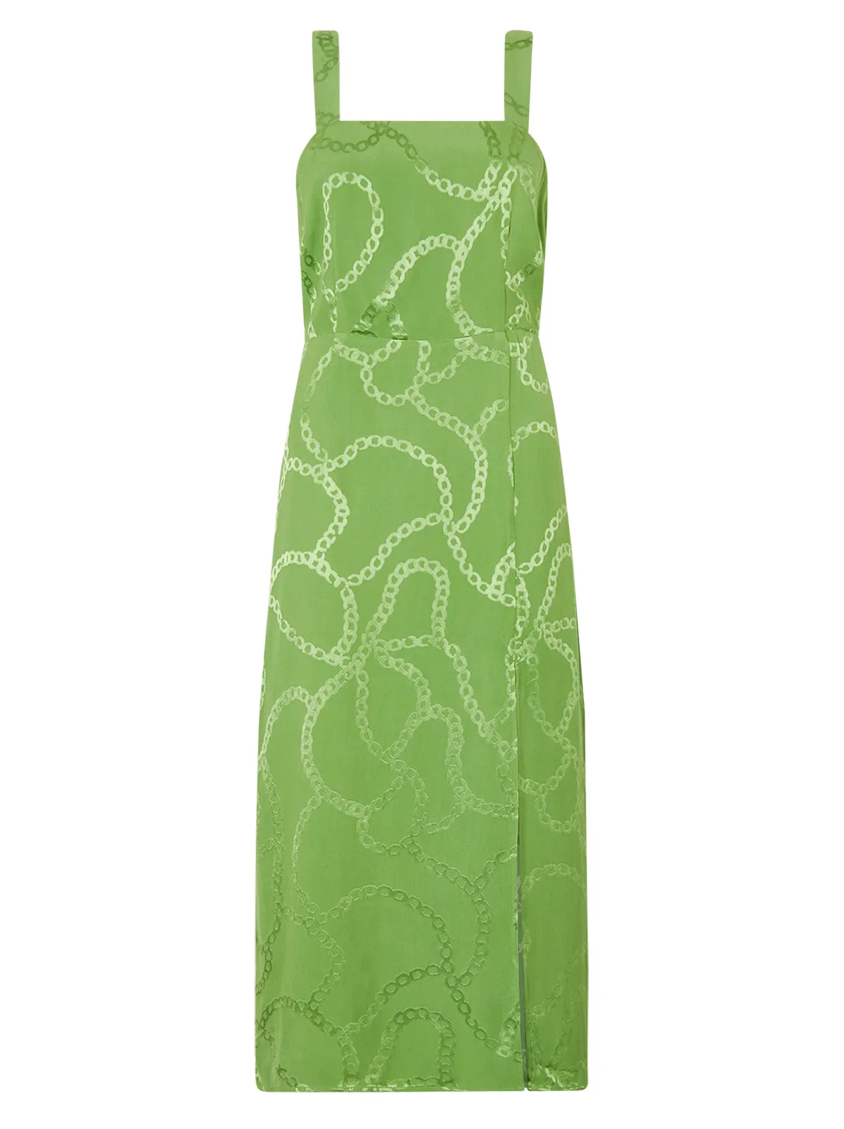 Mara Green Chain Jacquard Midi Dress