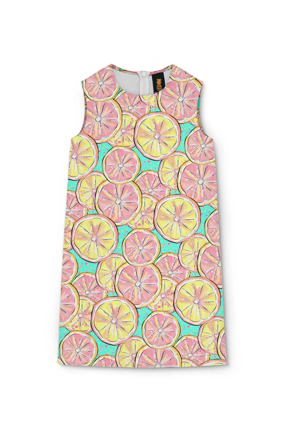 Marmalade Adele Pink Lemon Print Shift Summer Dress - Girls