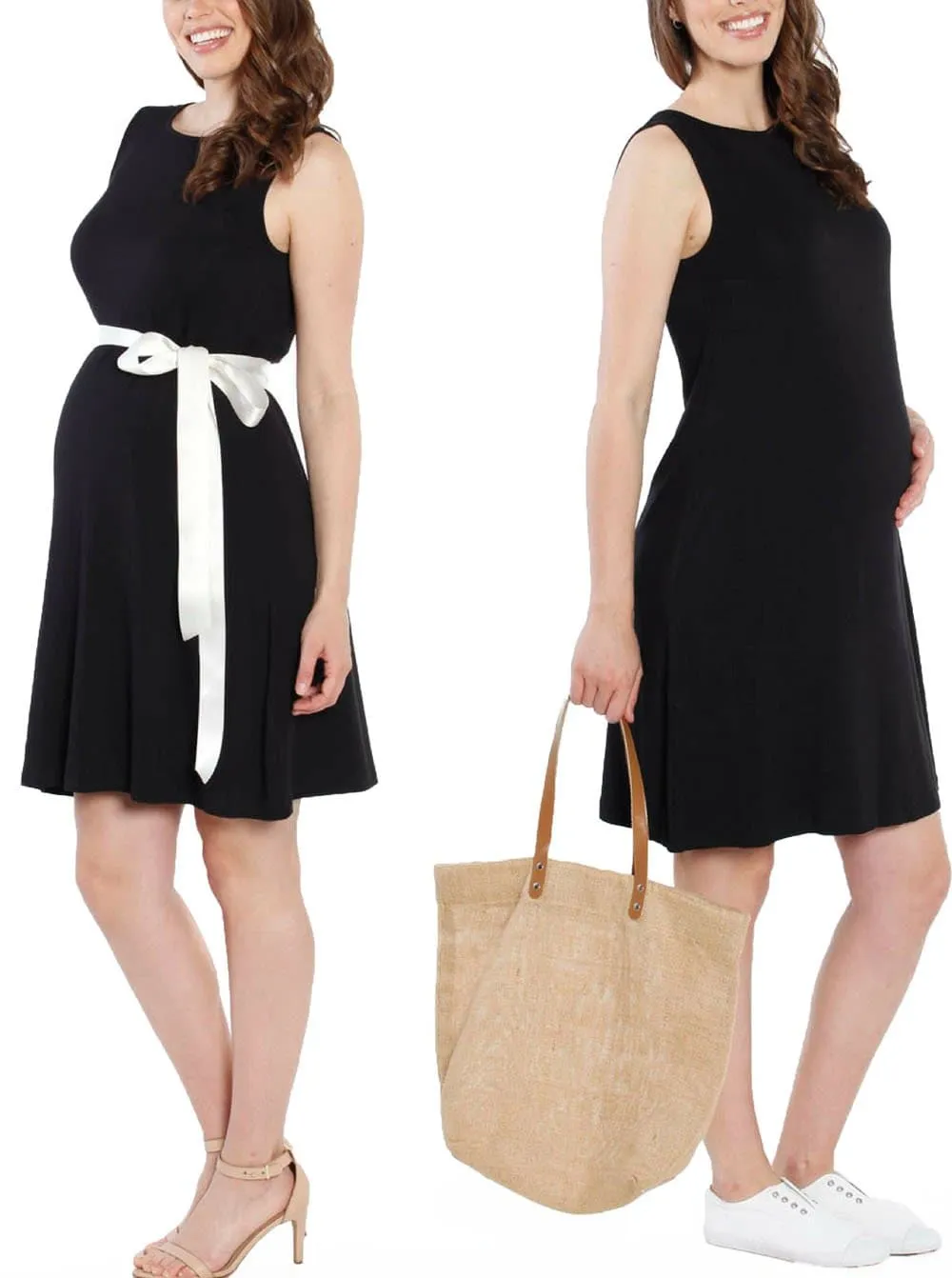 Maternity Shift Party Bow Details Dress - Black