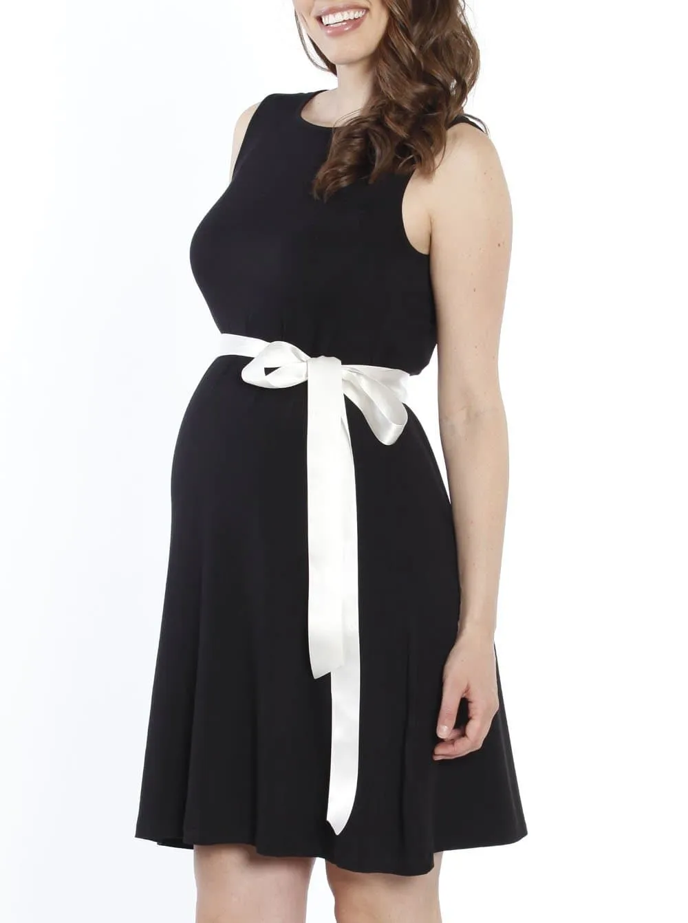 Maternity Shift Party Bow Details Dress - Black