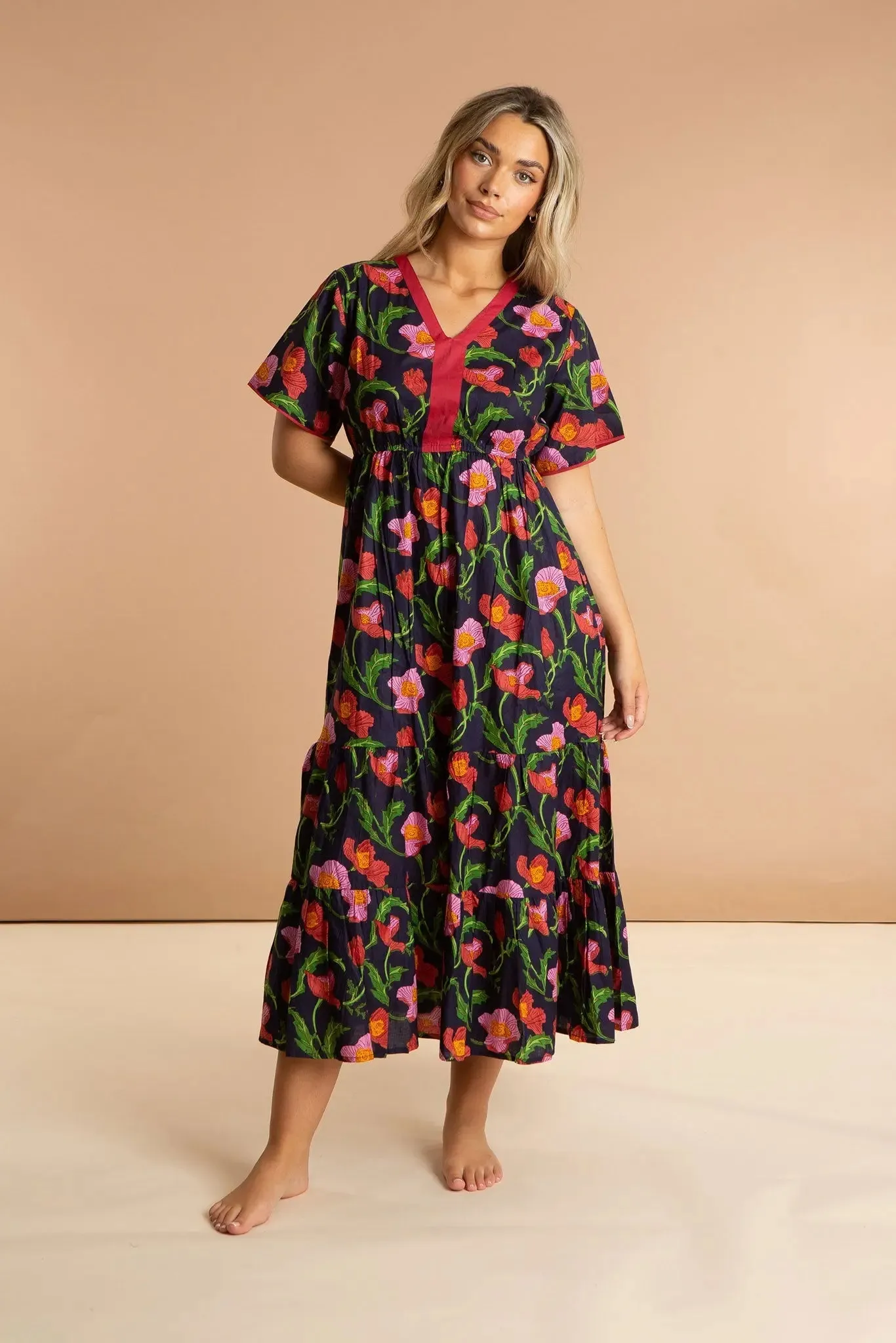 Midnight Sweetpea Floral Cotton Dress