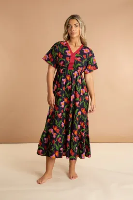 Midnight Sweetpea Floral Cotton Dress