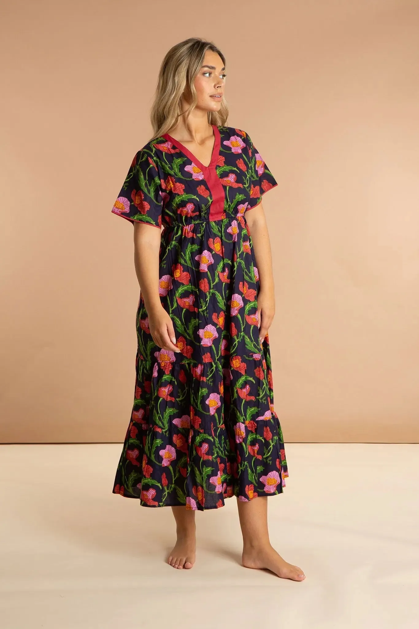 Midnight Sweetpea Floral Cotton Dress