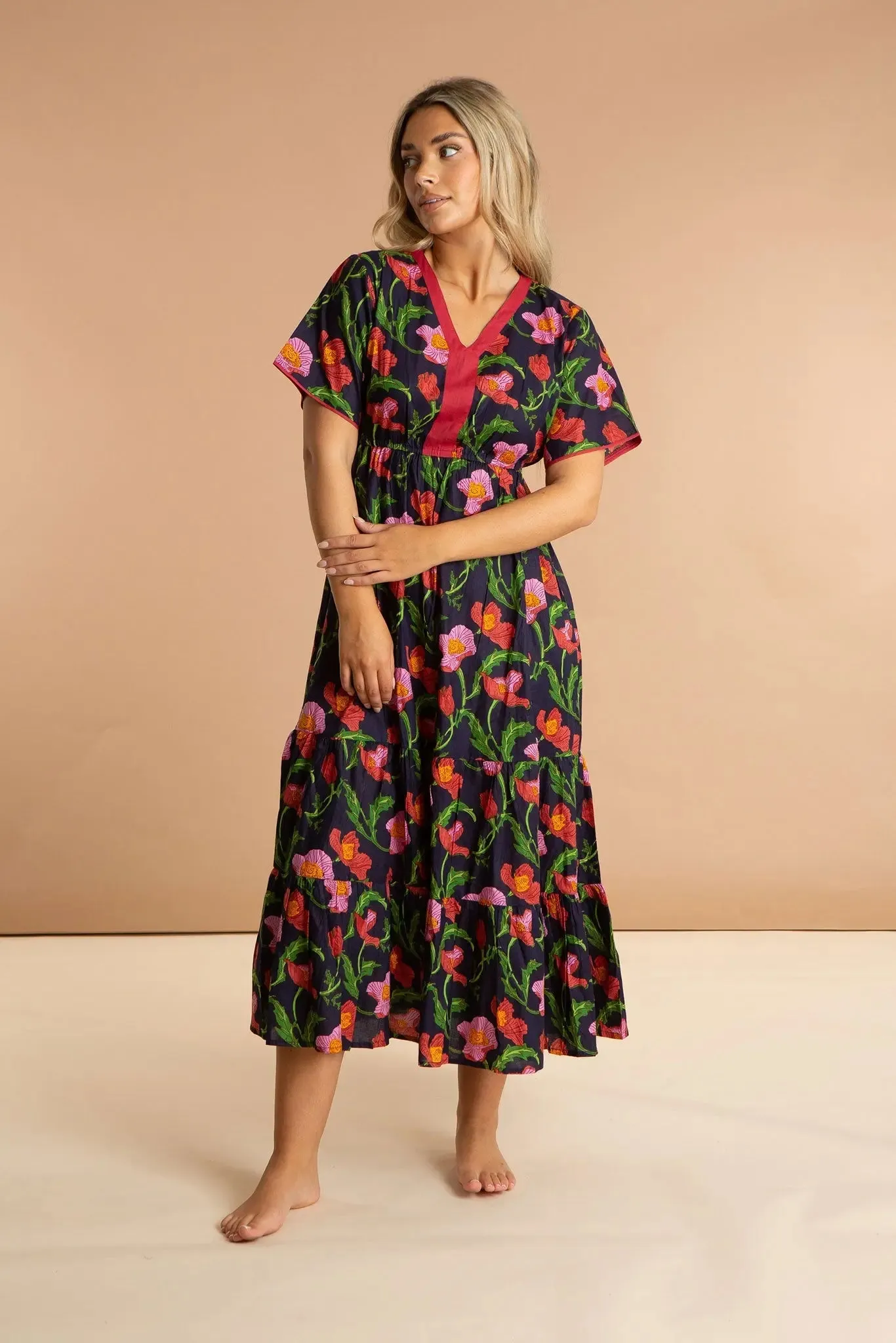 Midnight Sweetpea Floral Cotton Dress