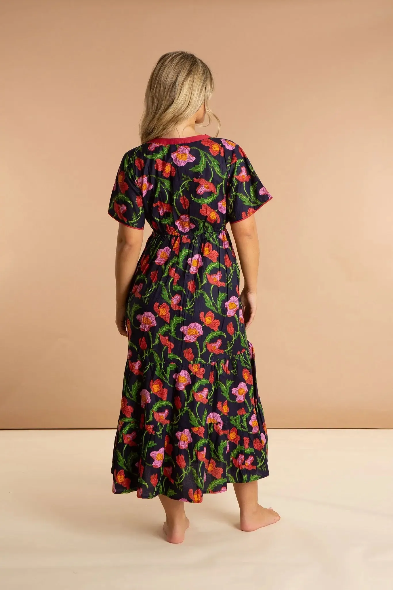 Midnight Sweetpea Floral Cotton Dress