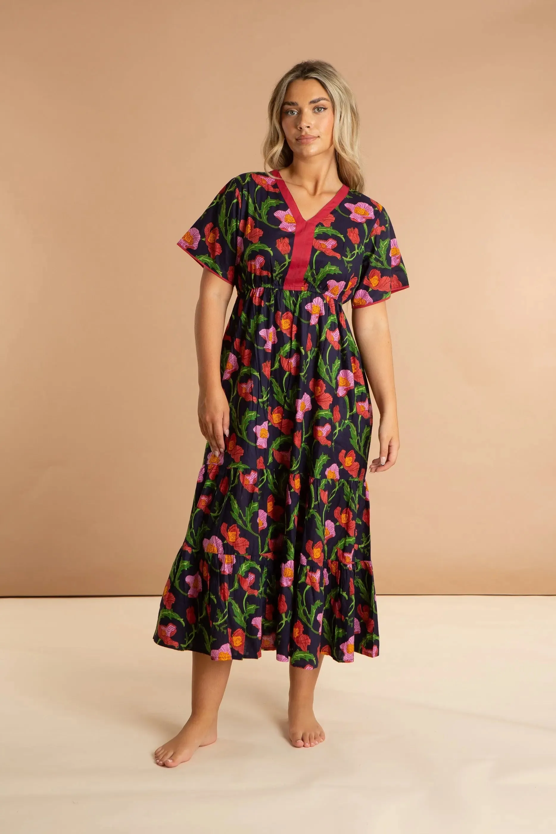 Midnight Sweetpea Floral Cotton Dress