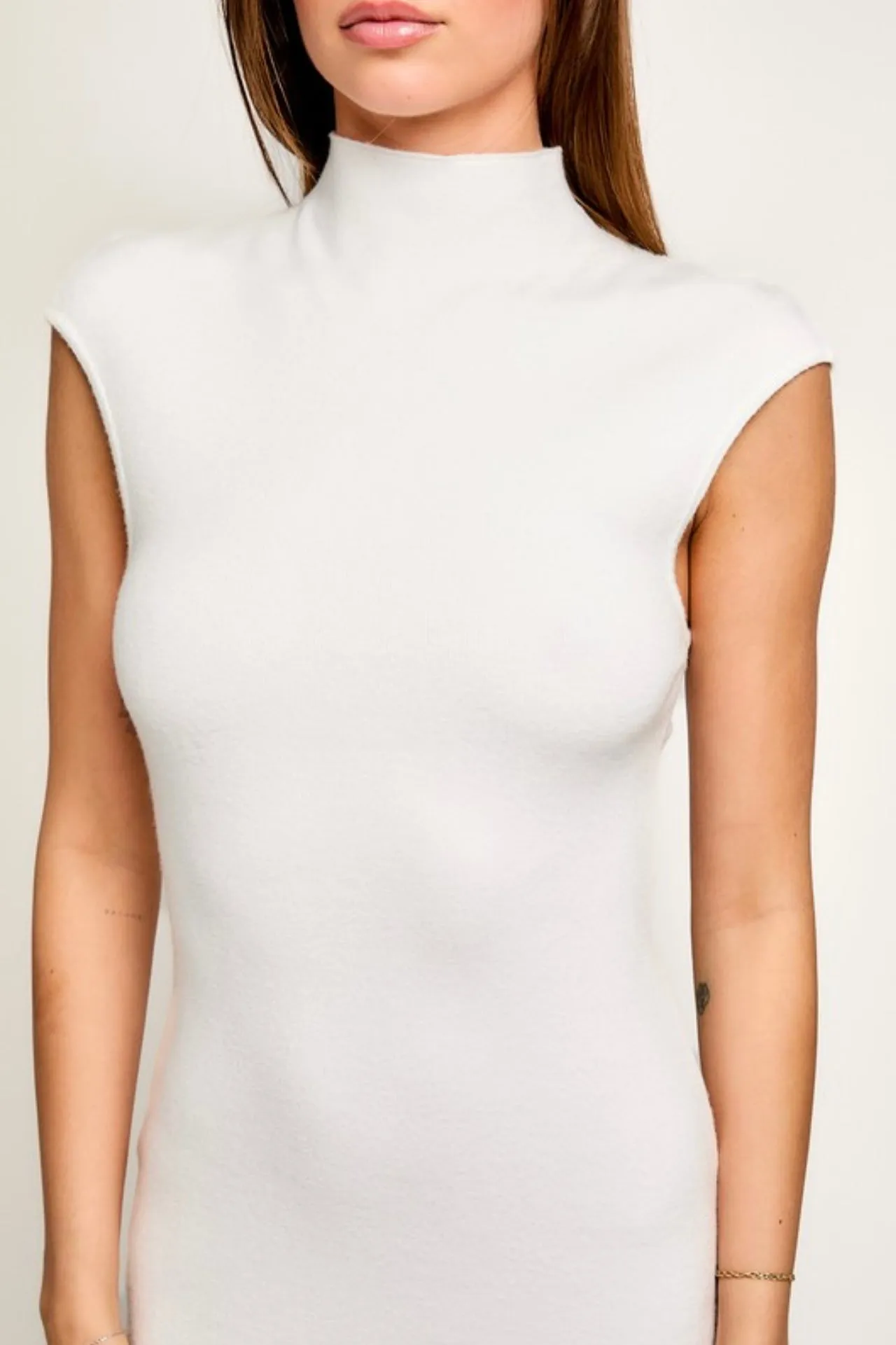 Mock Neck Ivory Dress