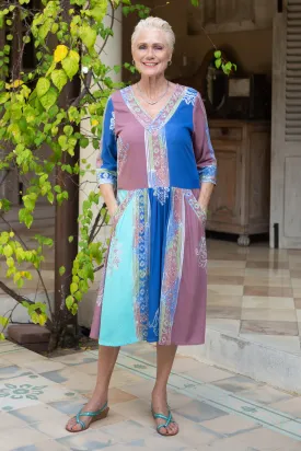 Multicolored Batik Dress from Bali - Pandawa Sunset | NOVICA