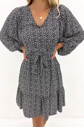 Nicolette Puff Sleeve Dress Boho Animal