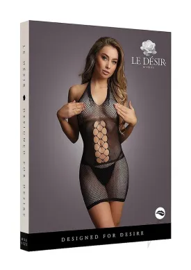 Peek A Boo Fishnet Dress Os Blk