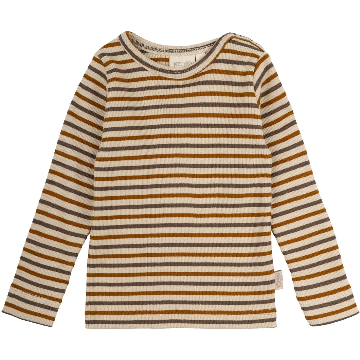 Petit Piao Chocolate Brown/Golden Sun/Dark Off White Blouse Modal Striped