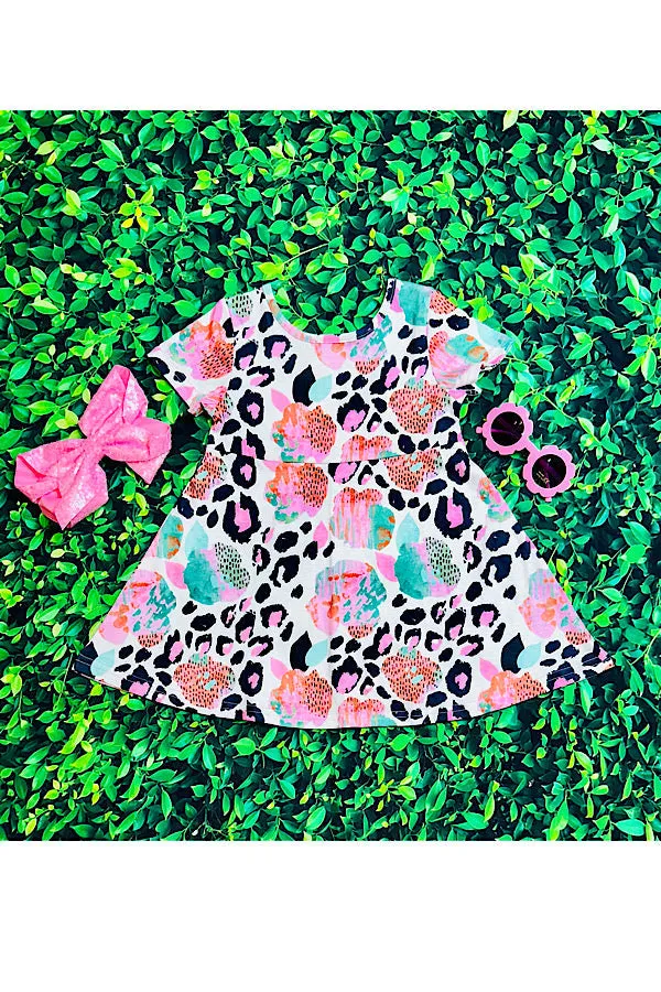 Pink cheetah girls short sleeve dress XCH0555-5H