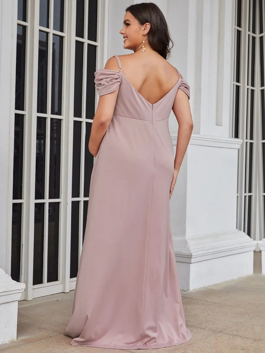 Plus Size Cold Shoulder V-Neck Column Maternity Dress