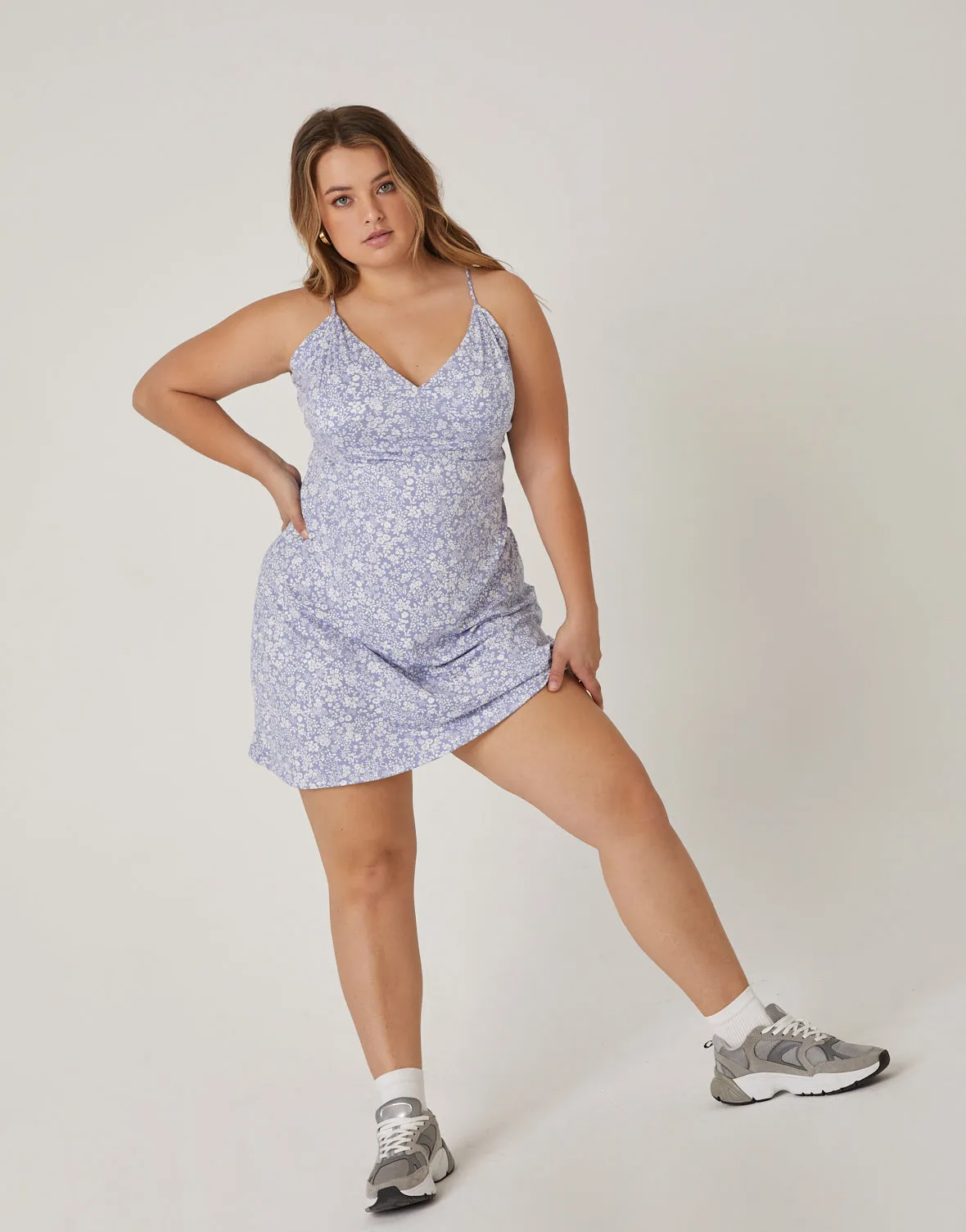 Plus Size Floral Stretch Mini Dress