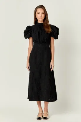 Puff Sleeves Midi Dress