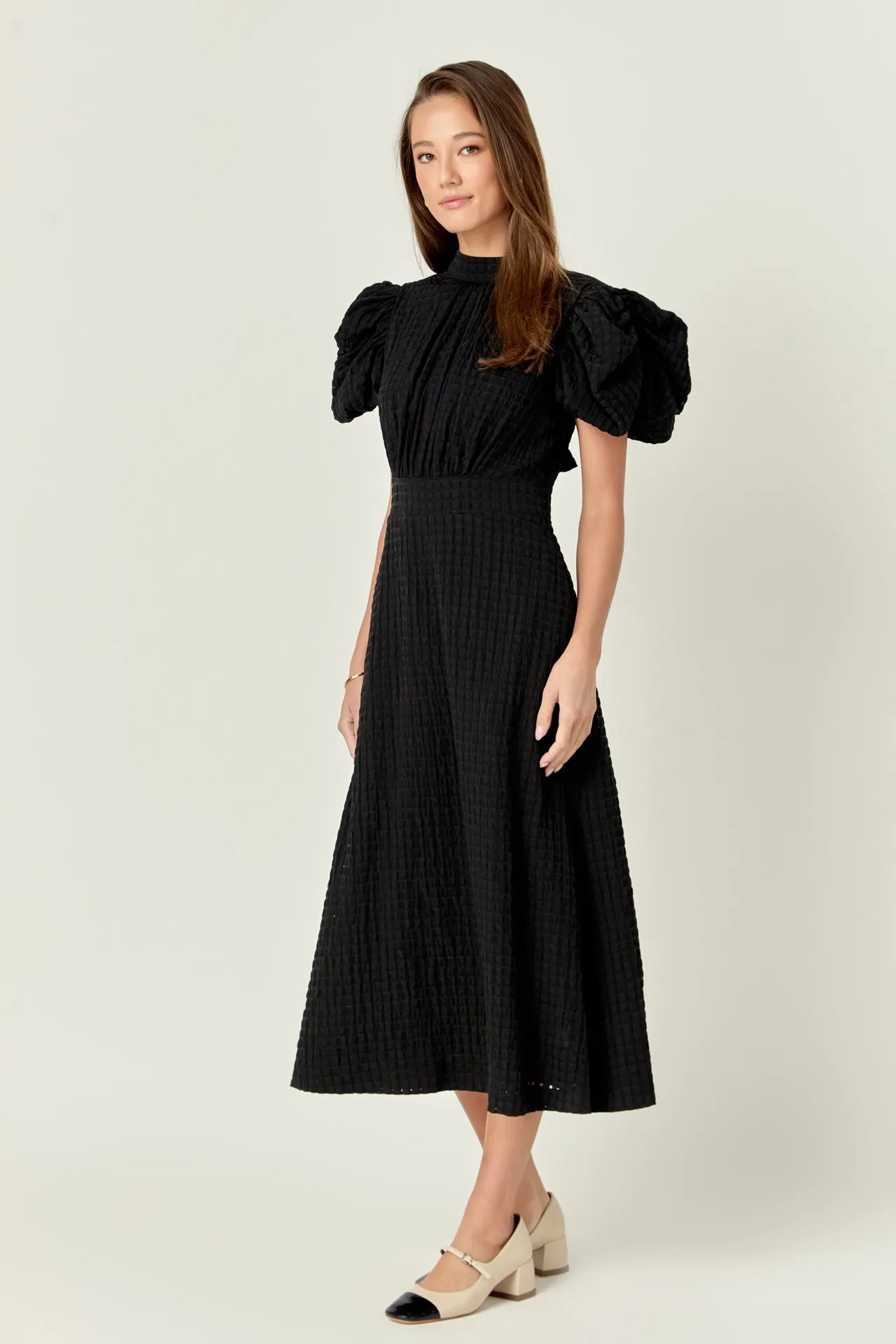 Puff Sleeves Midi Dress