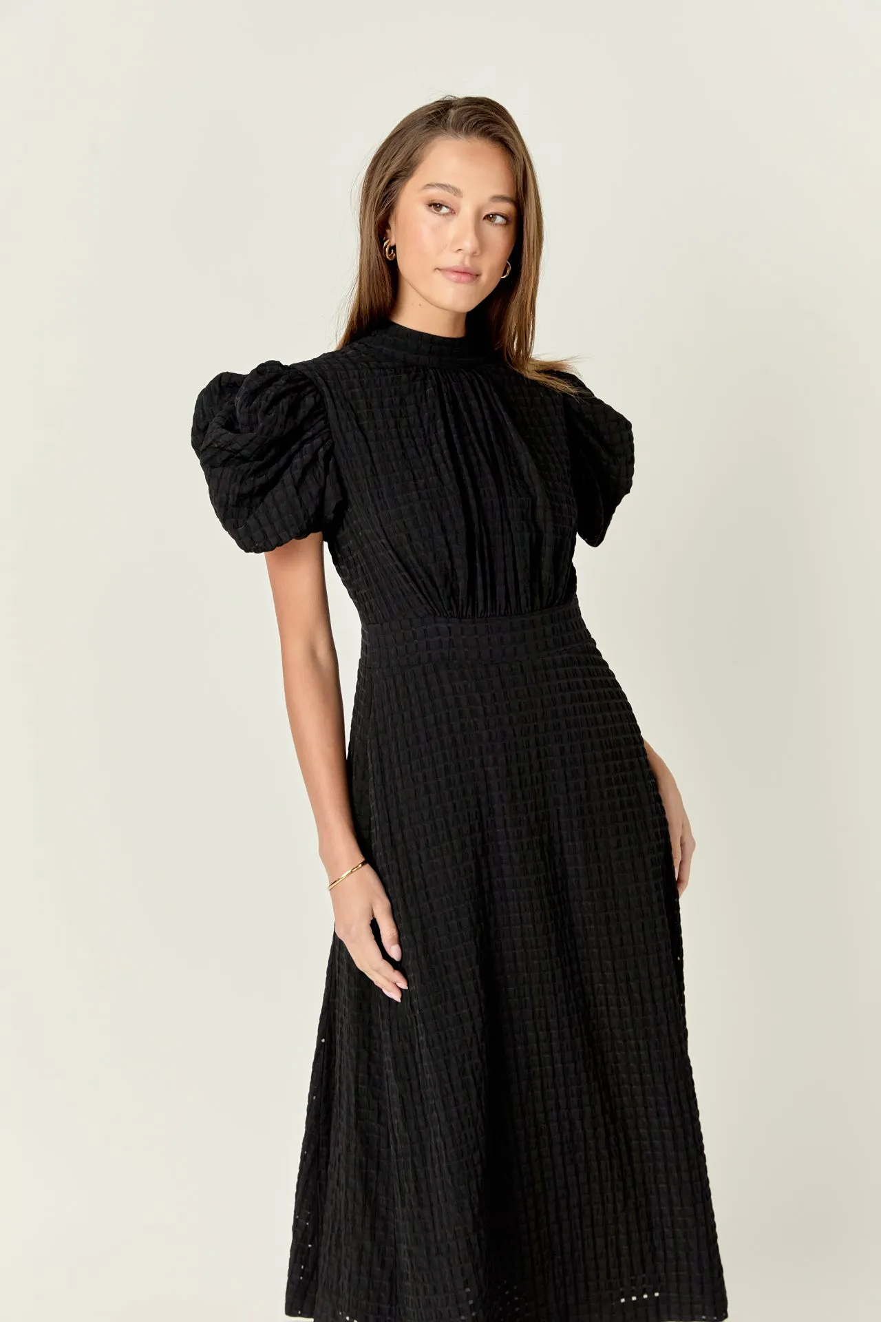 Puff Sleeves Midi Dress