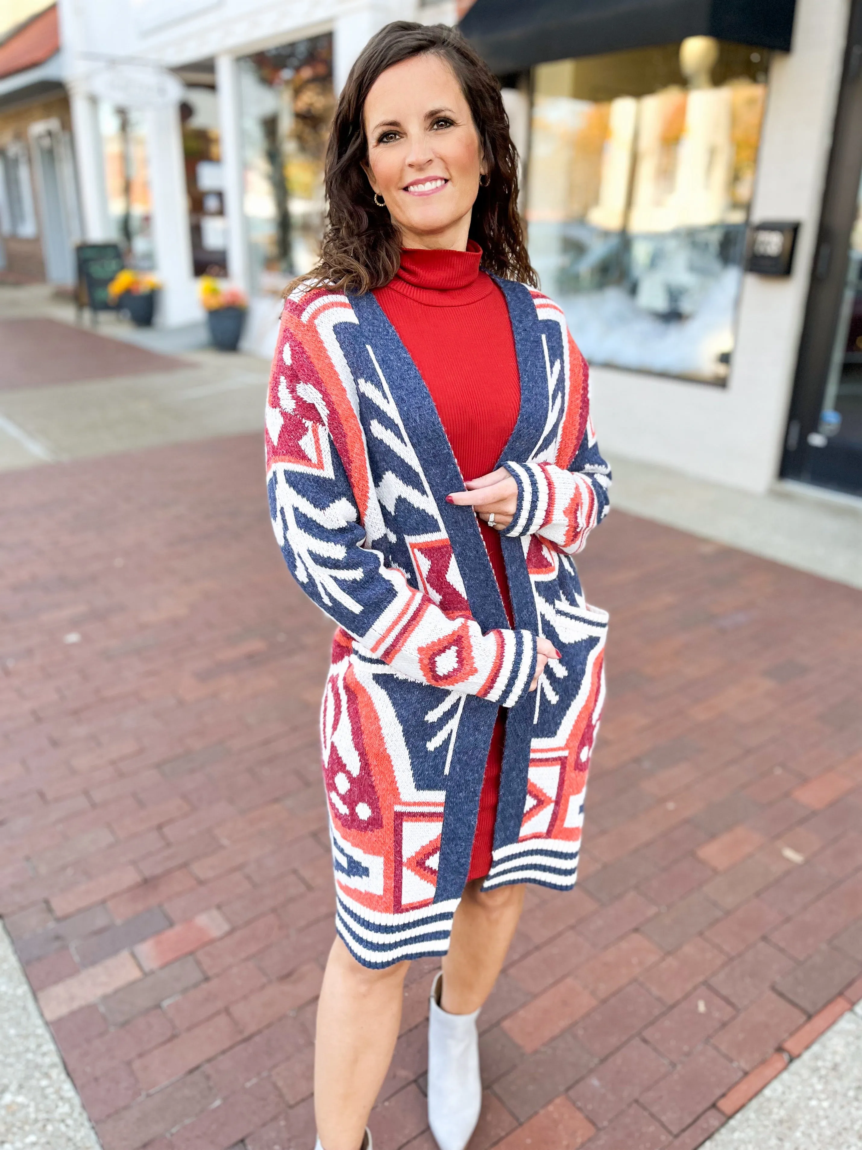 Red Ribbed High Neck Dress