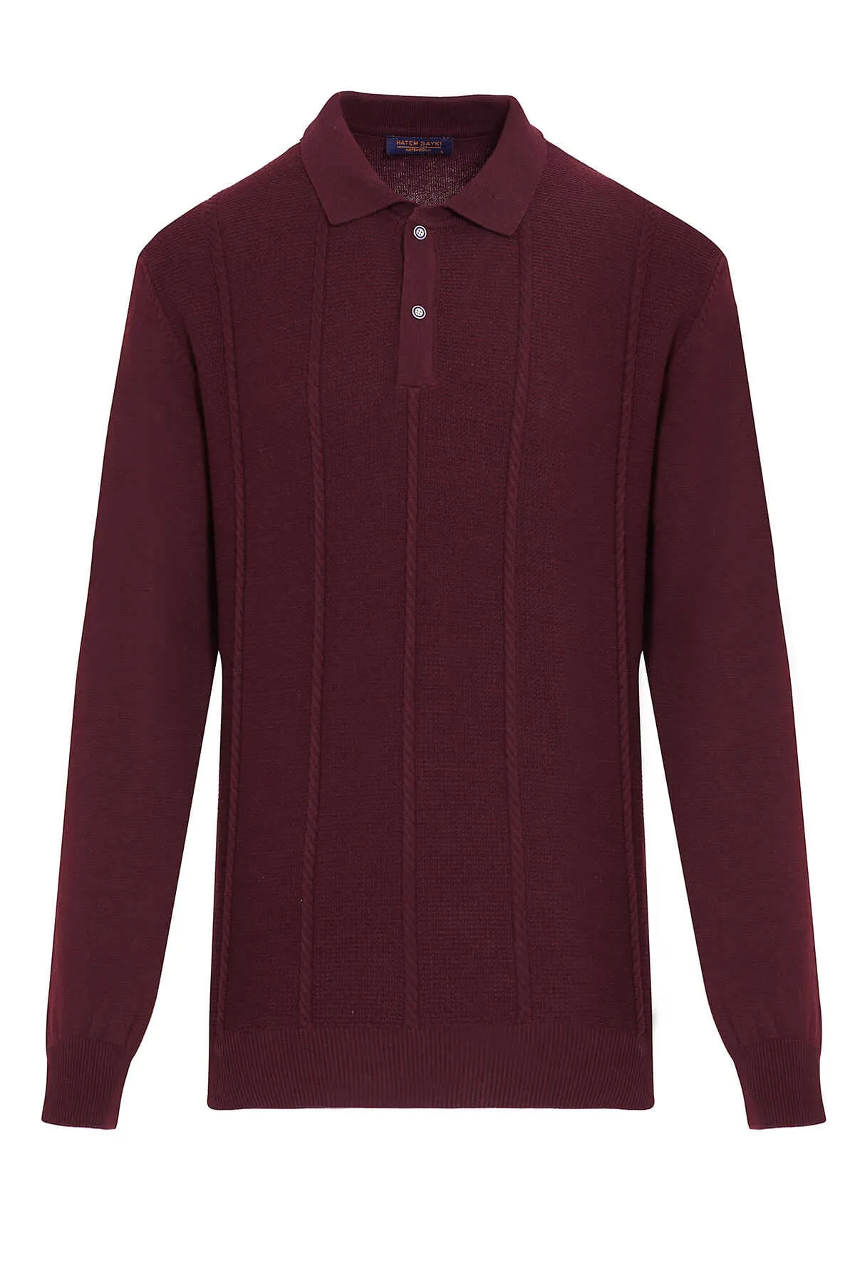 Regular Fit Cotton Blend Burgundy Polo Sweater