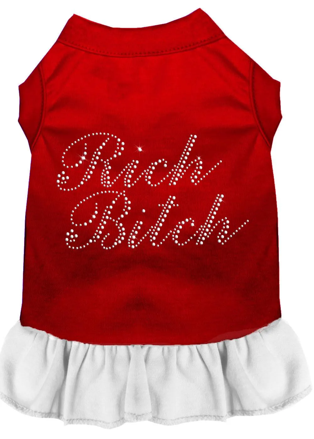 Rhinestone Rich Bitch Dress Red With White Lg (14)