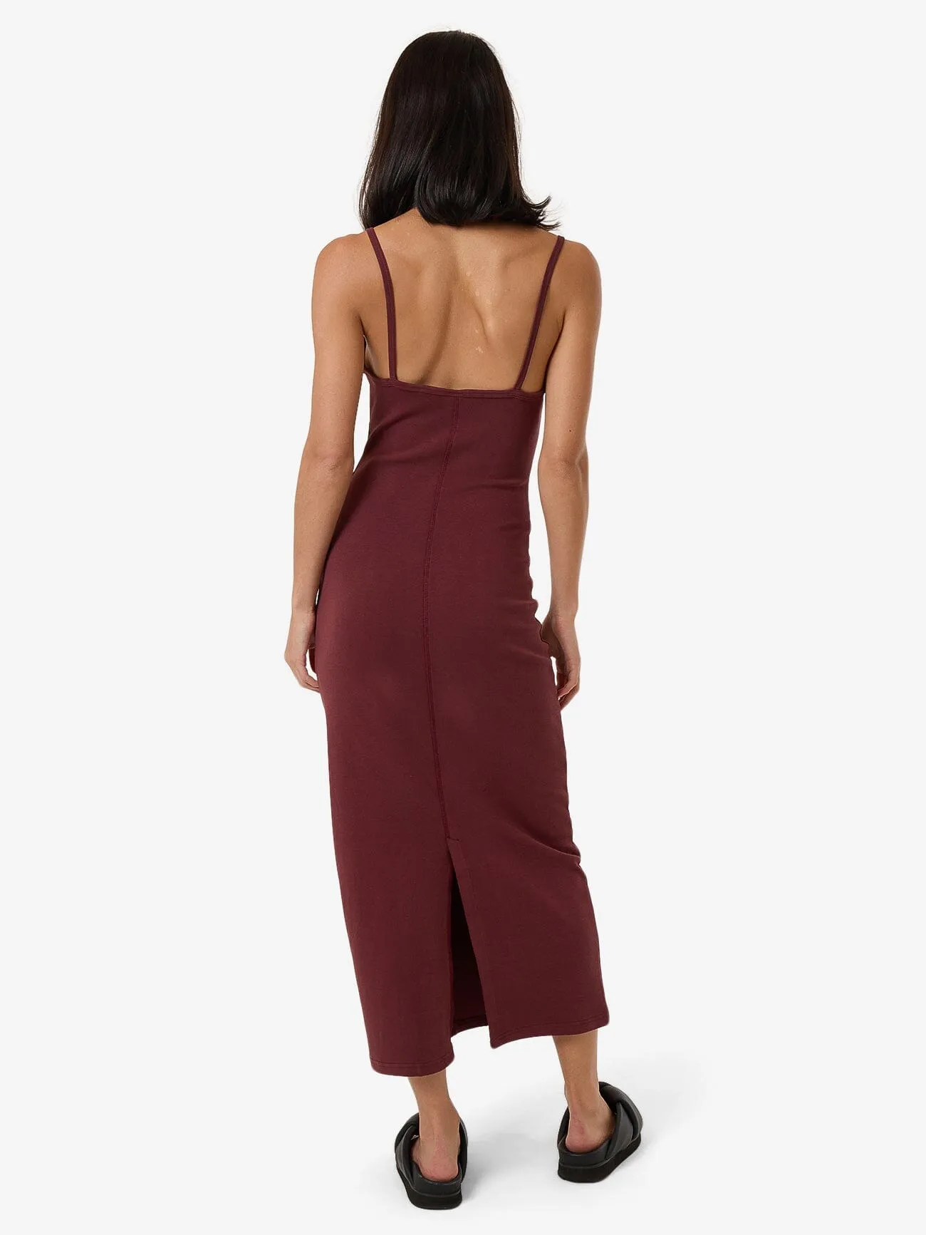 Rib Seam Dress - Dark Cherry