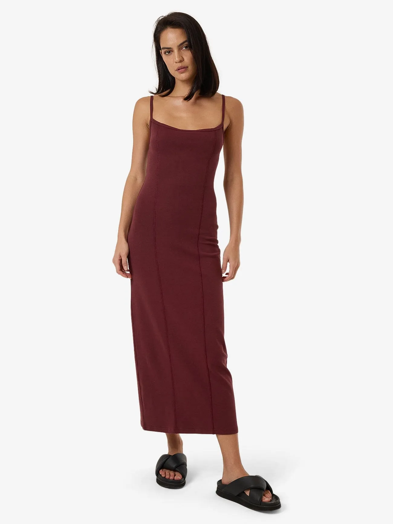 Rib Seam Dress - Dark Cherry