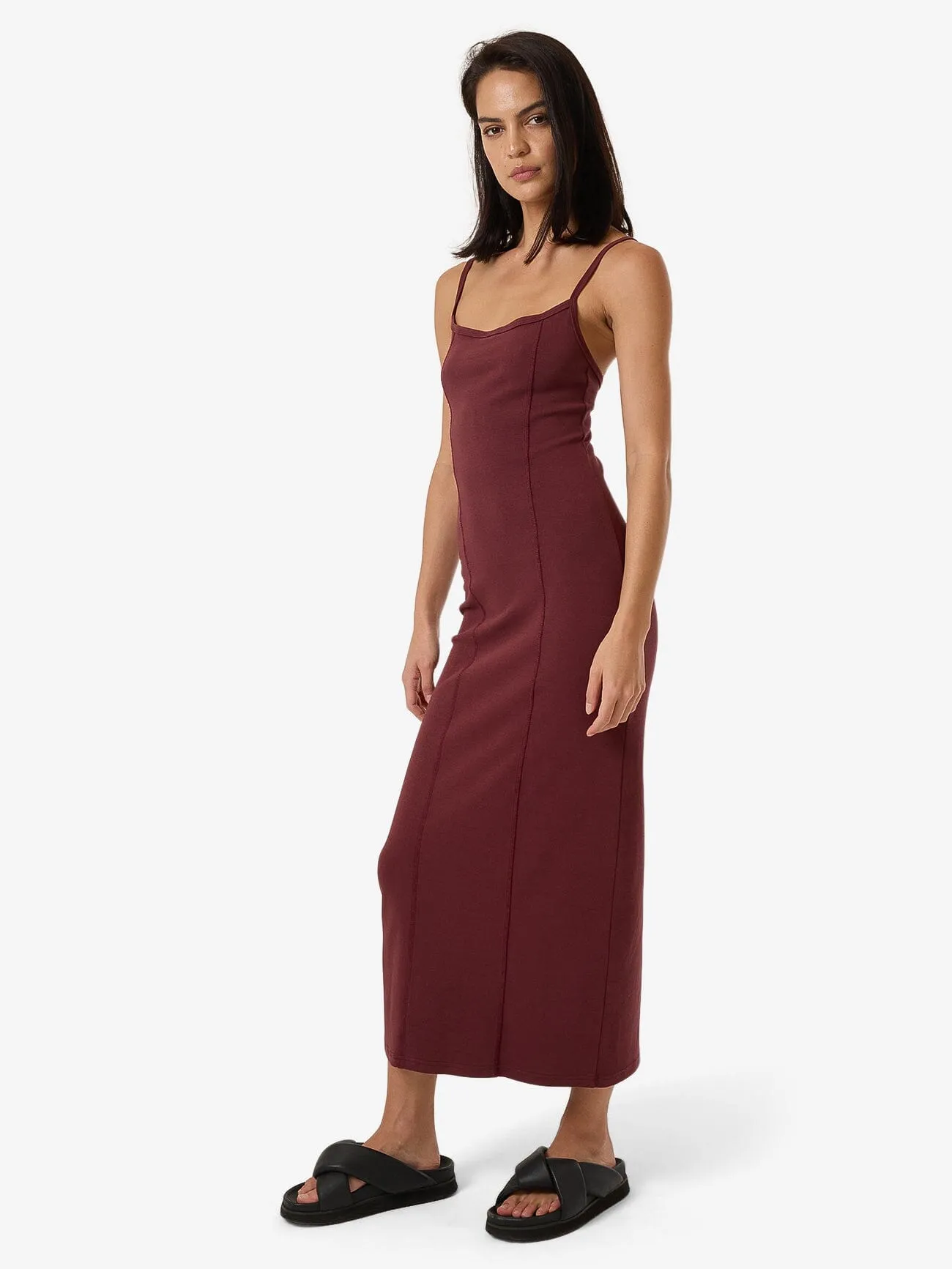 Rib Seam Dress - Dark Cherry