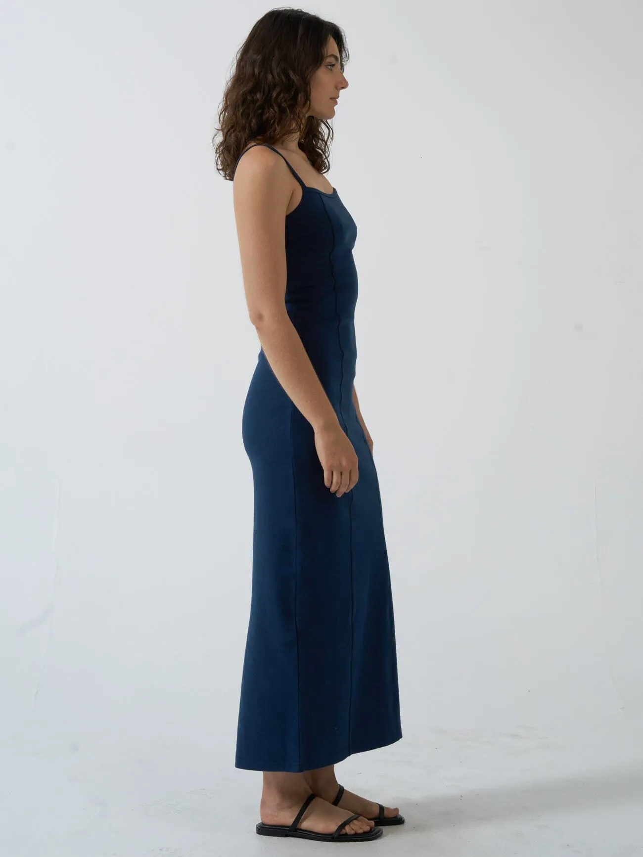 Rib Seam Dress - Sea Blue