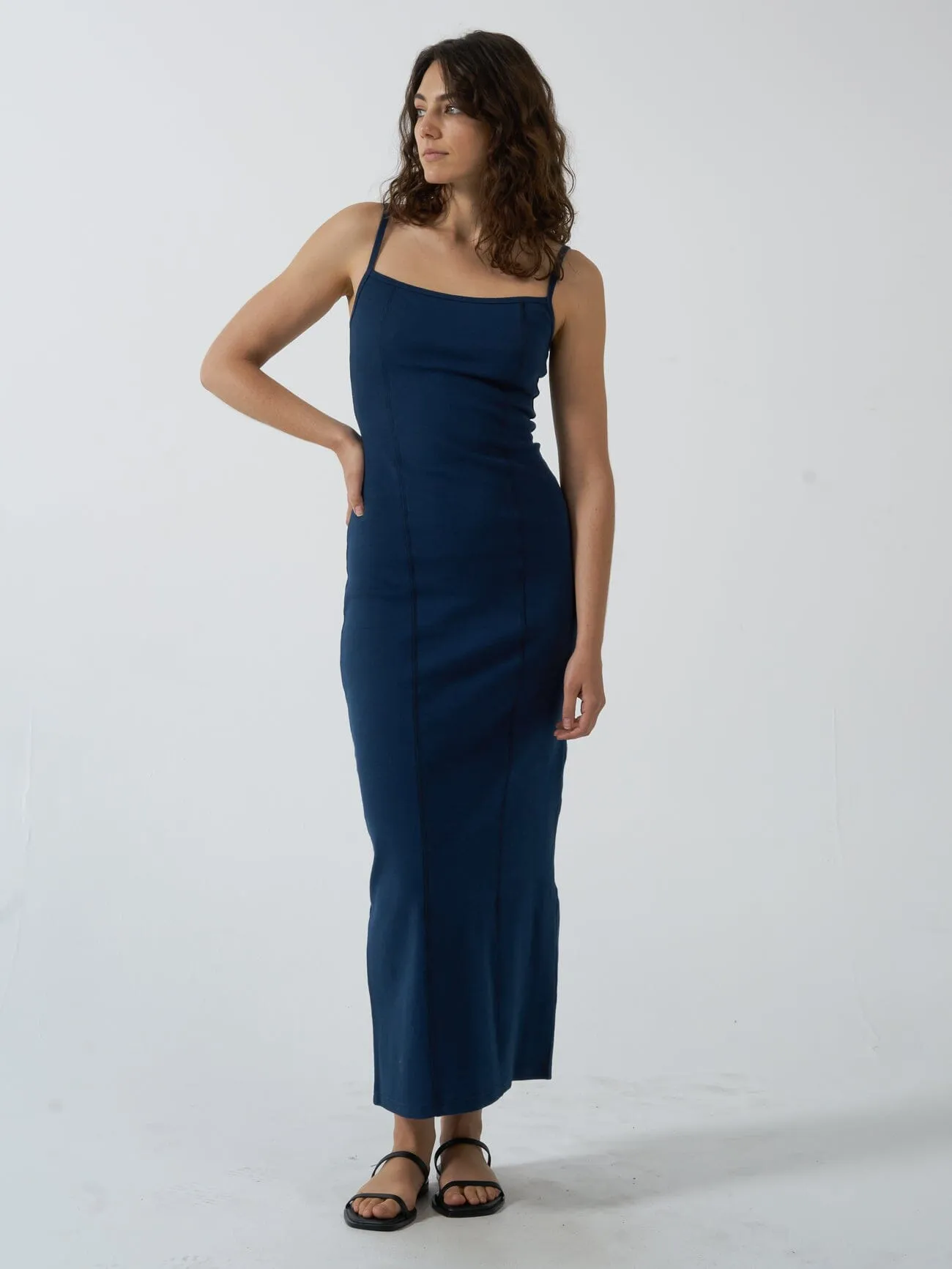 Rib Seam Dress - Sea Blue