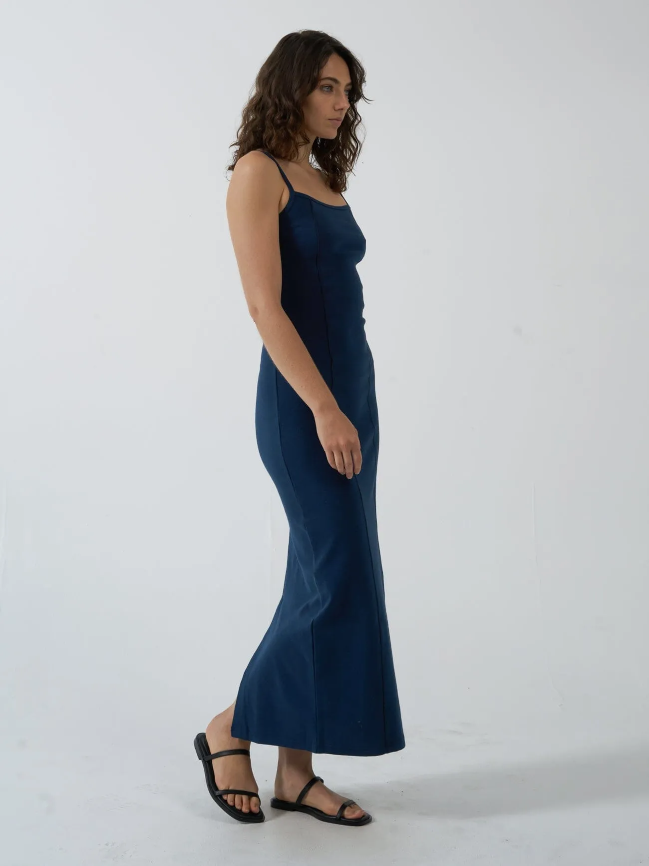 Rib Seam Dress - Sea Blue