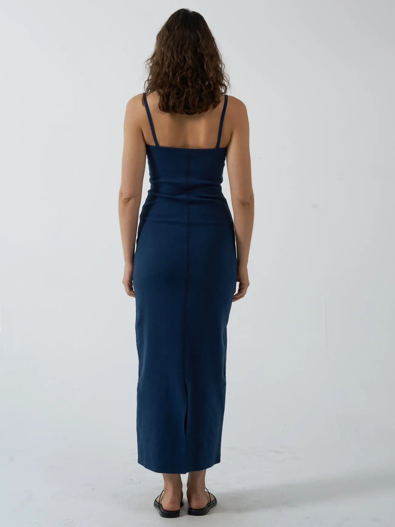 Rib Seam Dress - Sea Blue