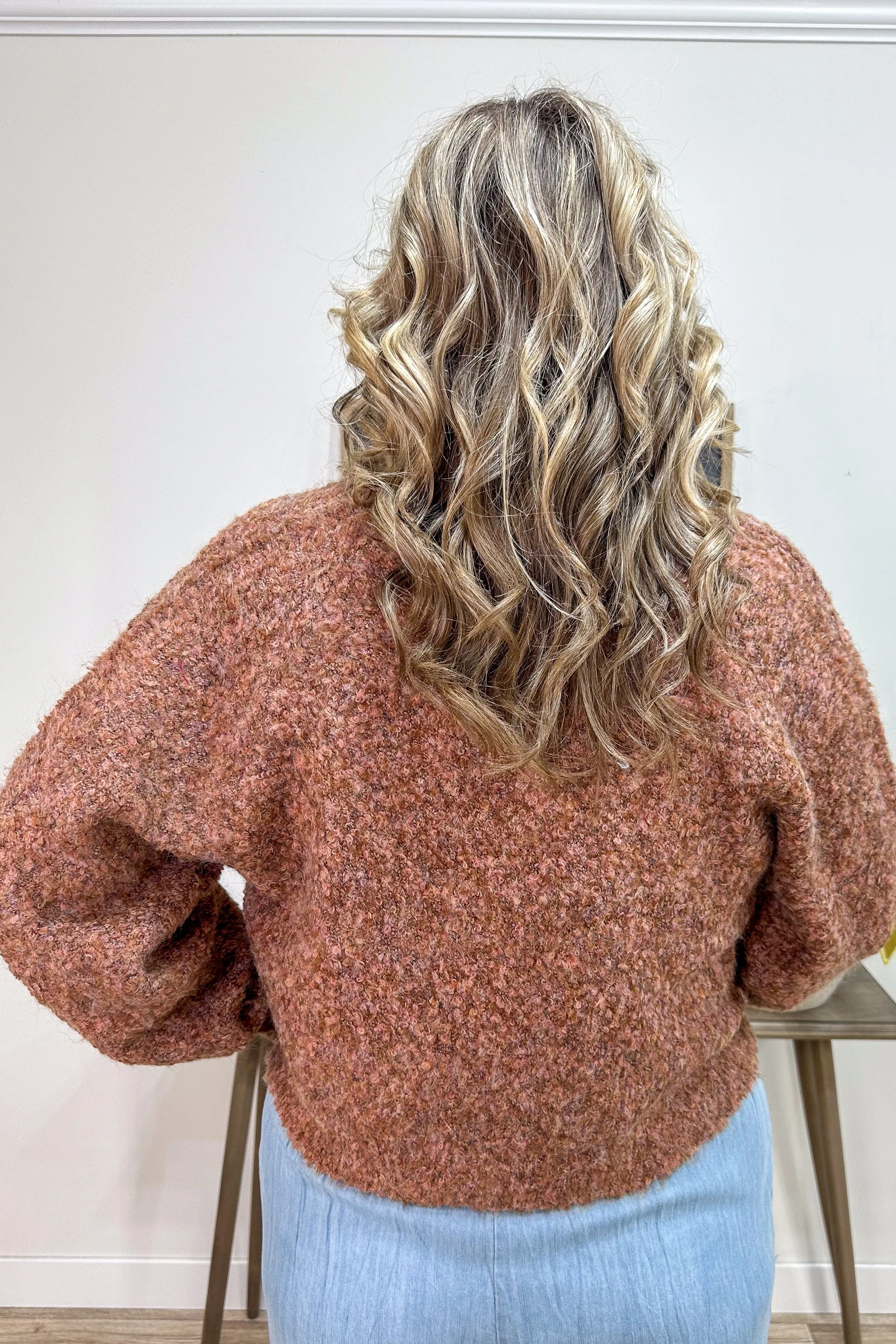 Rust Boucle Sweater Shrug