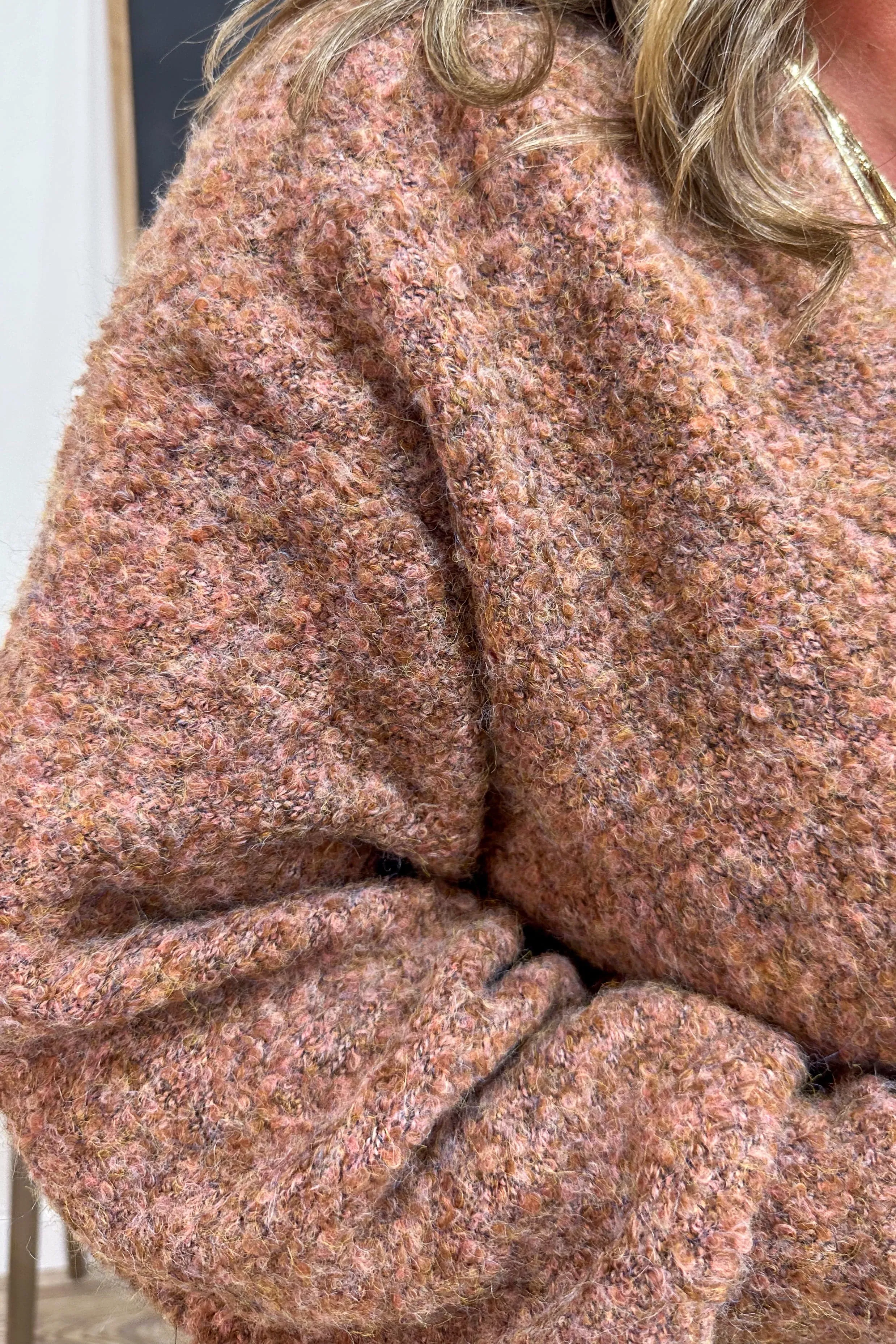 Rust Boucle Sweater Shrug