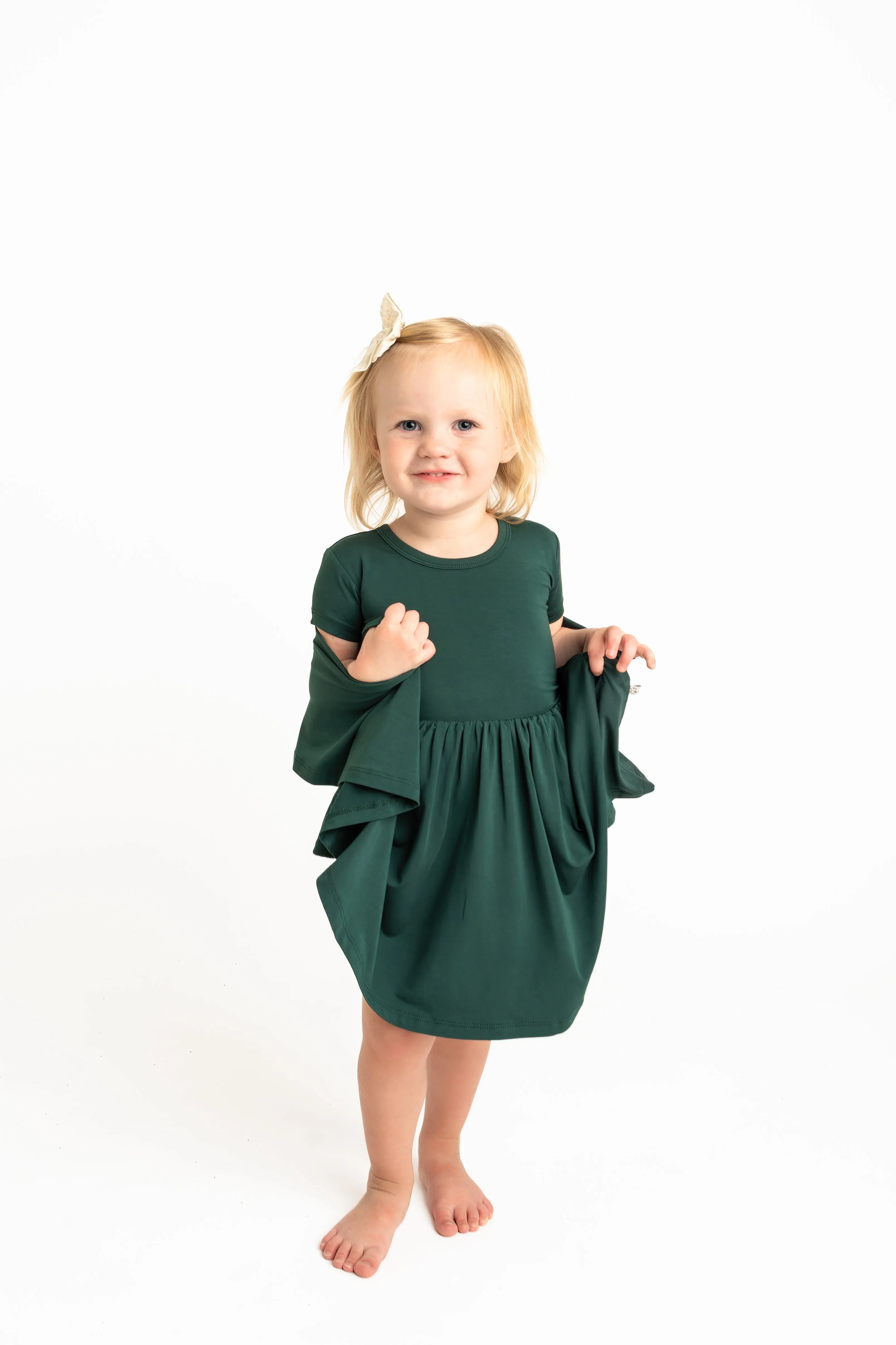 Sea Moss Short Sleeve Twirl Dress