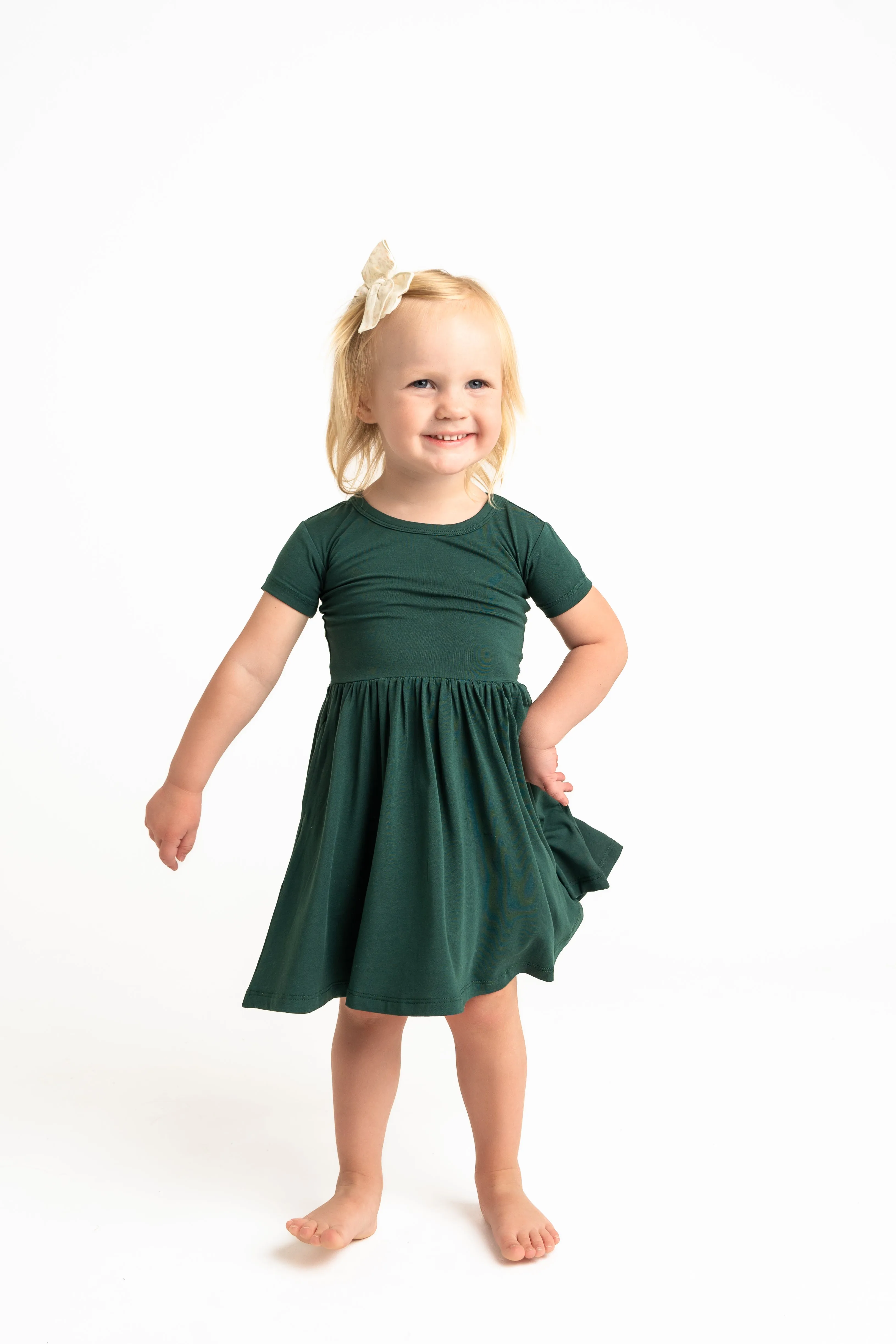 Sea Moss Short Sleeve Twirl Dress