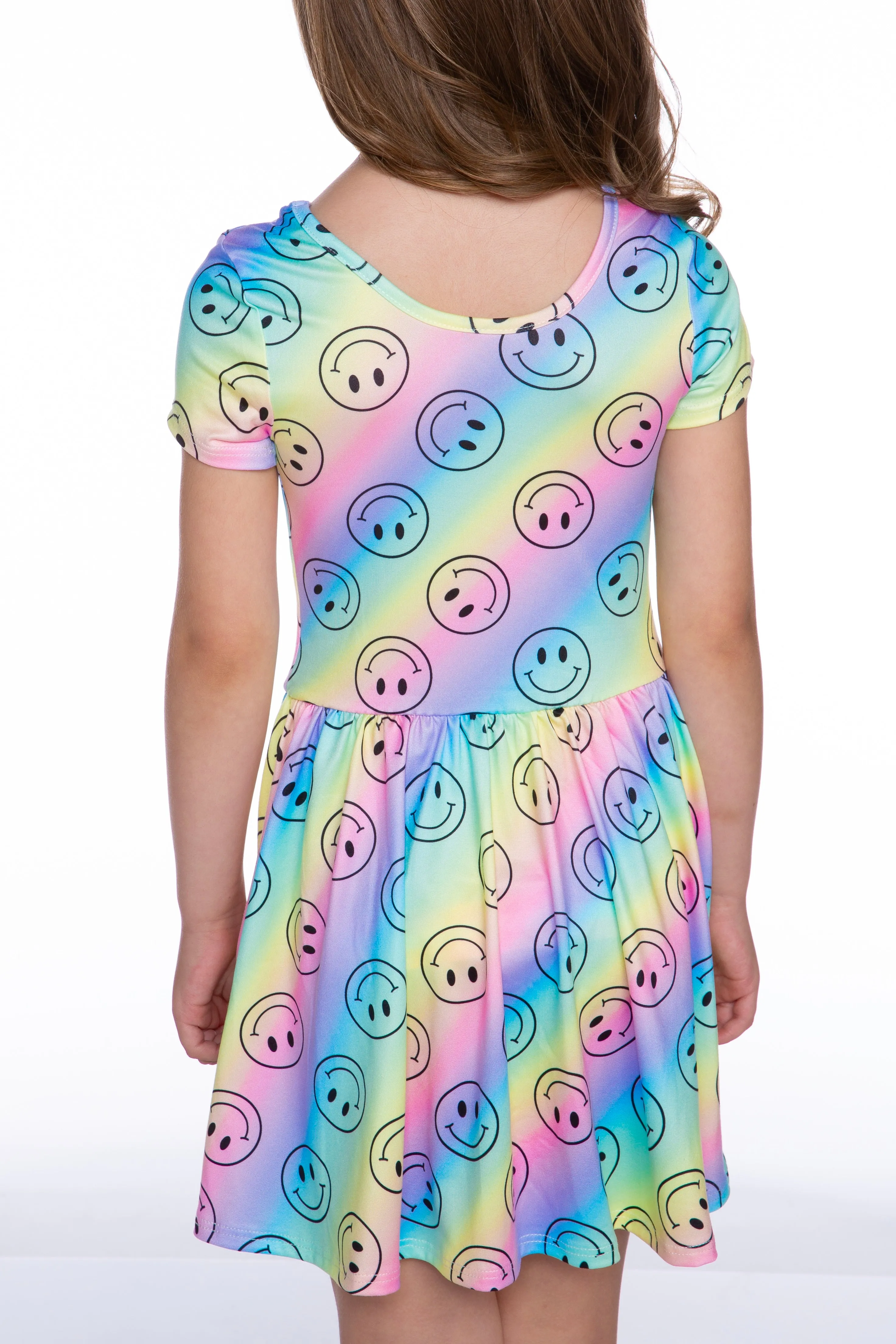 Simply Soft Scoop Back Be Happy Dress - Ombre Pastel Smile